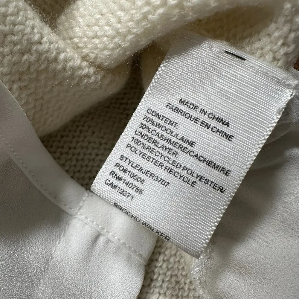 Brochu Walker Looker Layered Sweater Women L Beige Cashmere Wool Pullover Luxury